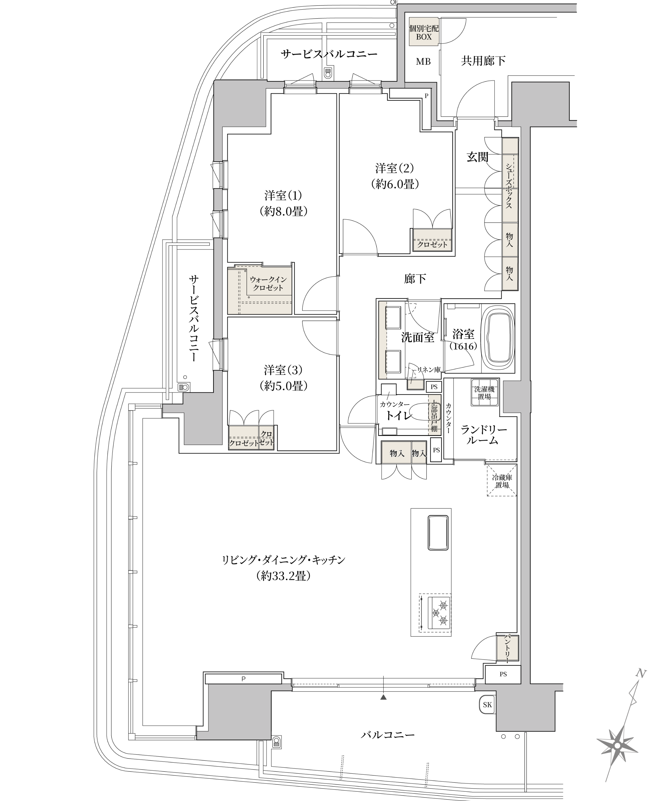 E1 TYPE 3LDK+WIC 住居専有面積／116.22㎡ VIEW DETAIL