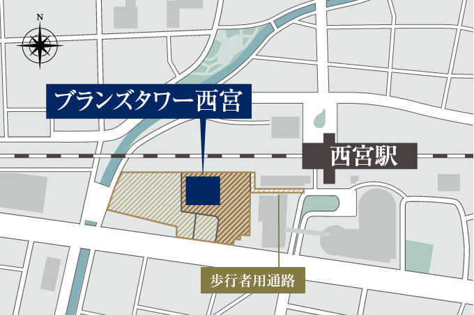 JR「西宮」駅への歩行者用通路