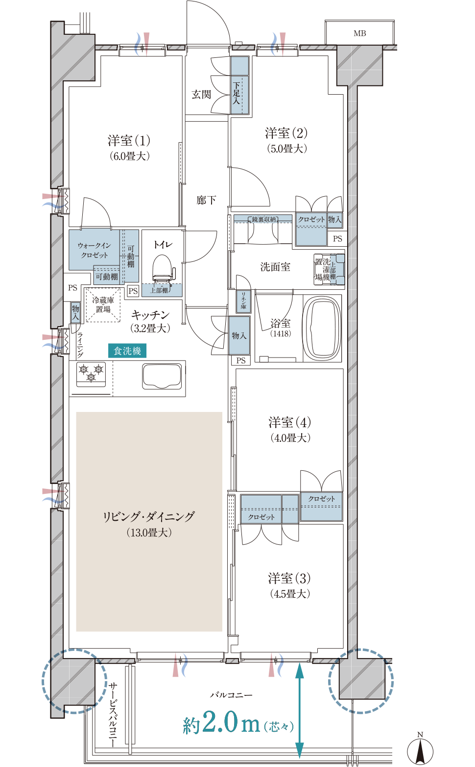 W type 間取り図