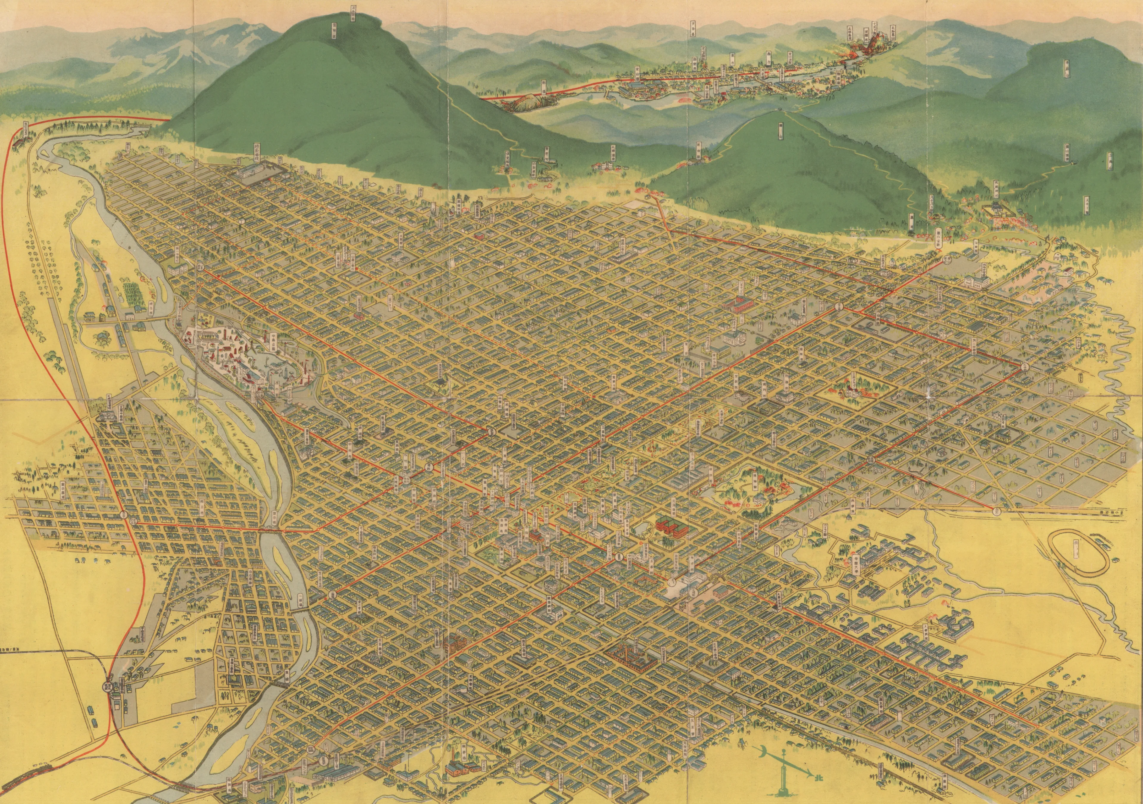 札幌名勝案内札幌市鳥観図（昭和6年発行・札幌市中央図書館蔵）