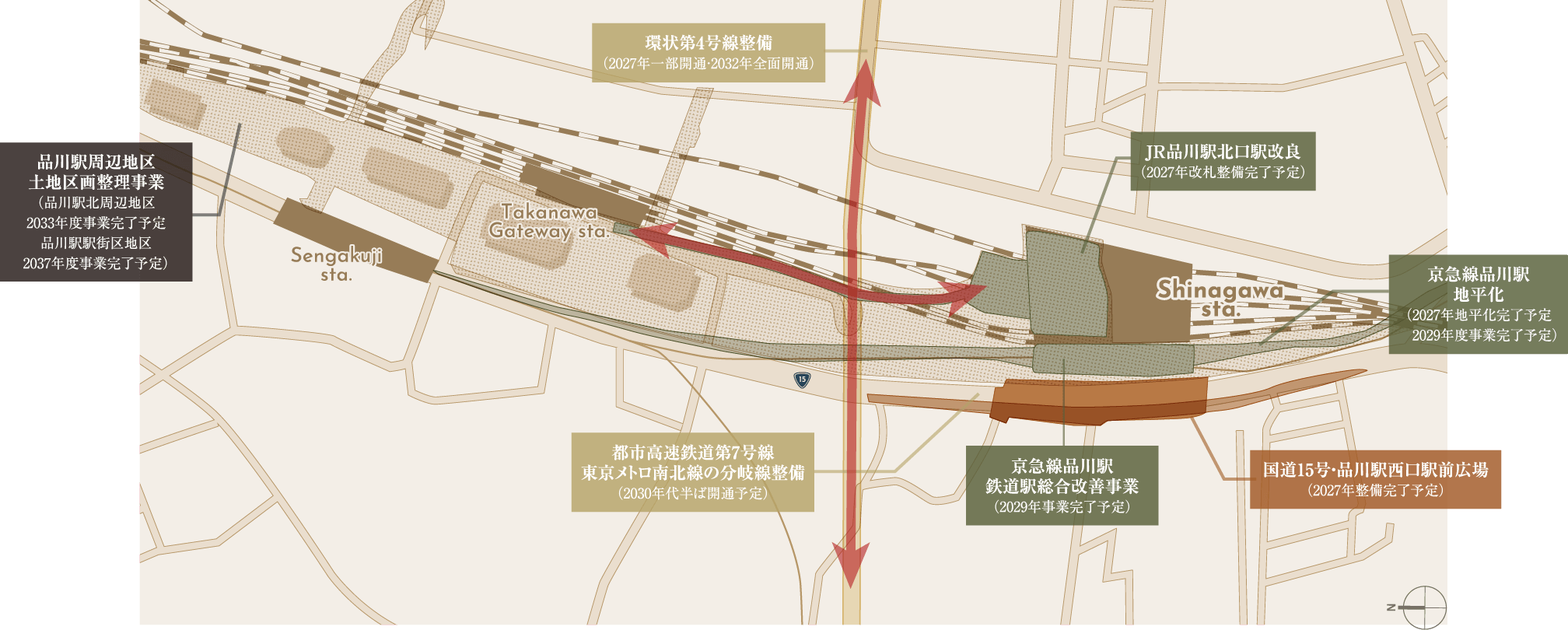 品川駅周辺再開発計画図