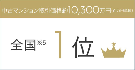 中古マンション価格推定約10,300万円(70㎡換算)全国1位※5