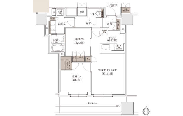 Iタイプの間取り図