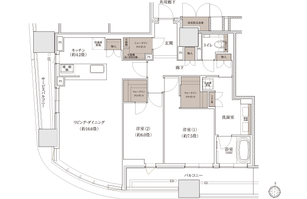 P-Aタイプの間取り図