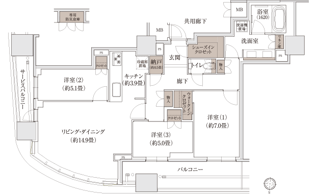 P-Eタイプの間取り図