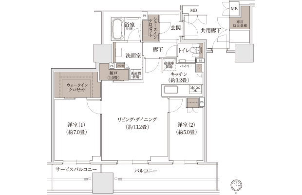 P-Fタイプの間取り図