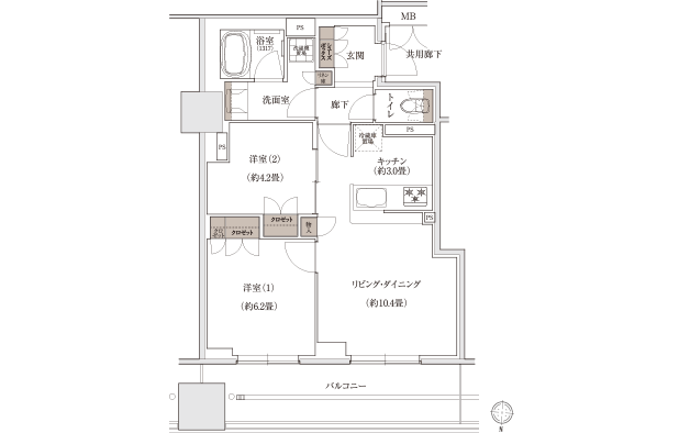 Fタイプの間取り図