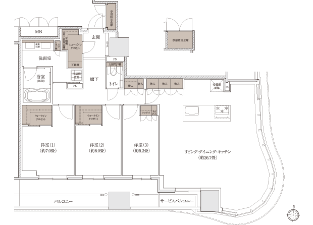 O’タイプの間取り図
