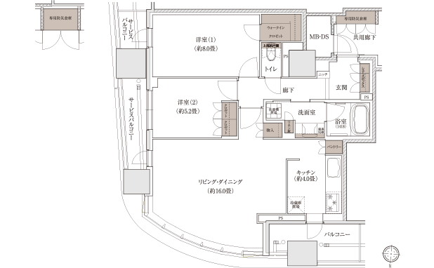 Q’タイプの間取り図